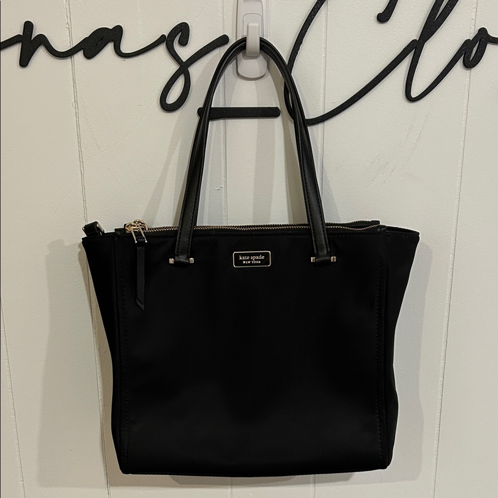 Kate Spade Triple Compartment Nylon Black Tote Bag - Picture 1 of 15